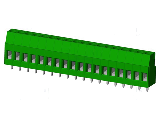 Connector: PCB-klemmenstrook; klem; hoekig; Bedekking: vertind Connector: PCB-klemmenstrook; klem; hoekig; Bedekking: vertind